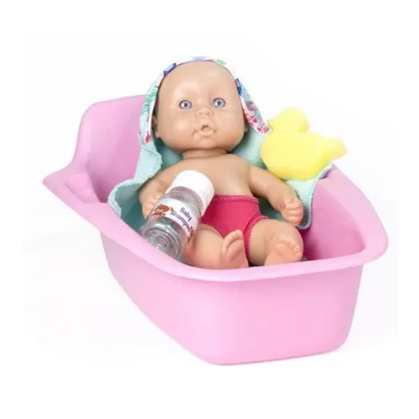 Burbujitas bebelin, ojos abiertos, cuerpo plástico, con bañadera