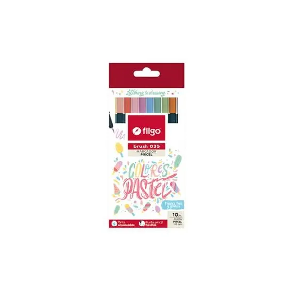 Marcador punta pincel pastel brush 035 caja x10 Filgo -