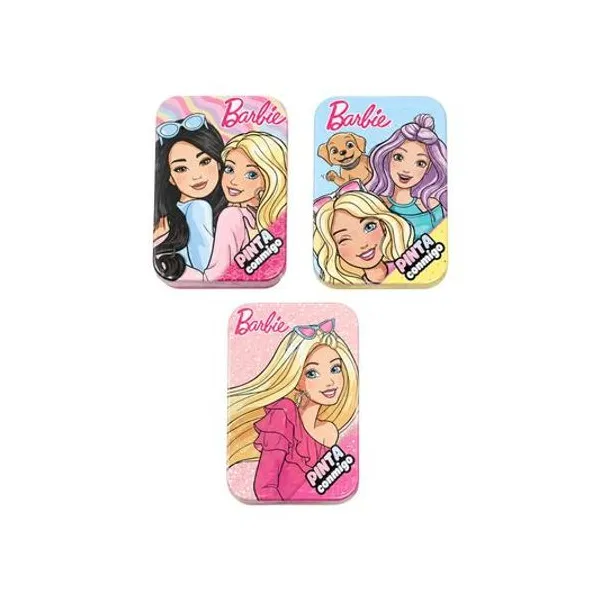 Libro para pintar con crayones pinta conmigo Barbie en lata 7x9.5 cm x1 modelos surtidos