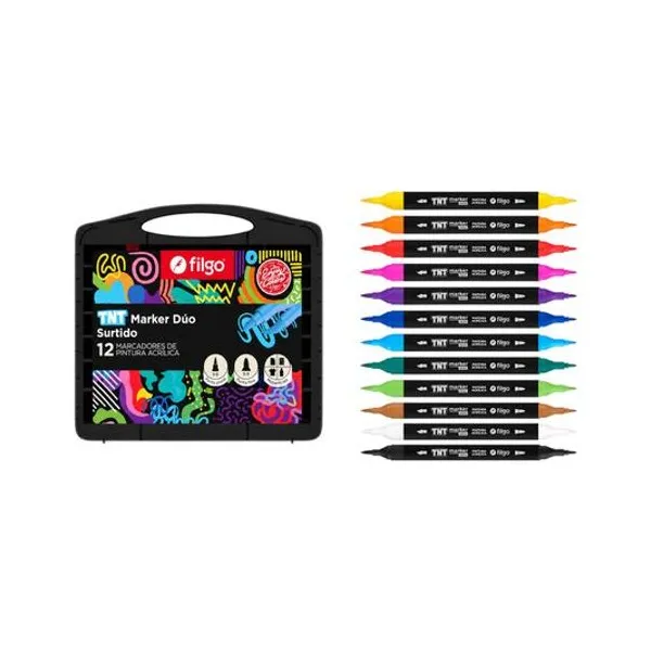 Marcador de pintura al agua tnt duo punta pincel y punta fina caja x12 Filgo - tntdmkr