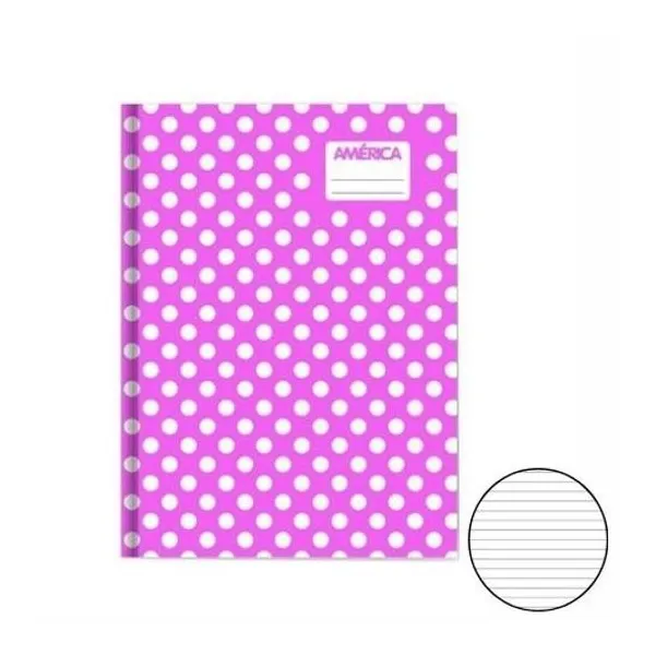 Cuaderno 16x21 rayado t/d lunar rosa 42h América