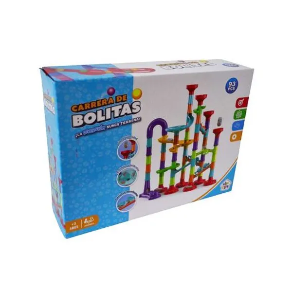 Laberinto carrera de bolitas 93 piezas en caja 28x20.5x7.5 cm