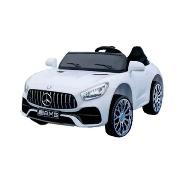 Auto mercedes amg blanco a batería 12v con luz, sonido y control remoto 120x65x45 cm