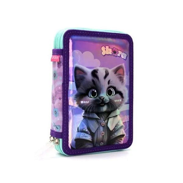 Cartuchera 2 pisos pets bruma 20x14x5.5 cm Skora