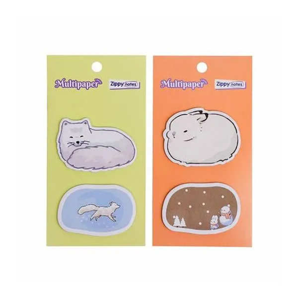 Notas autoadhesivas animales 40 hojas en blister 7.5x14 cm x1 modelos surtidos multipaper - zn