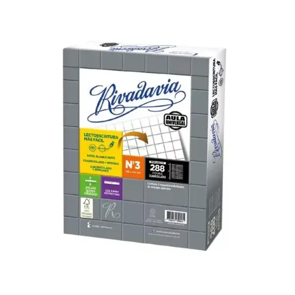 Repuesto esc.rivadavia aula universal tamaño carta con banda x288 hs.cuadro