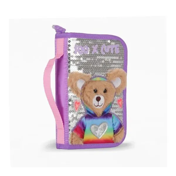 Cartuchera 1 piso desplegable teddy 14x22 cm x unidad colores surtidos footy
