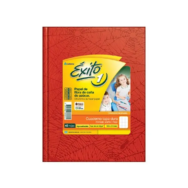 Cuaderno tapa dura Éxito 1 forr. x48 hs.ray. rojo