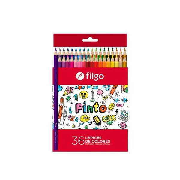 Lápiz de color largo de resina Pinto flex caja x36 Filgo