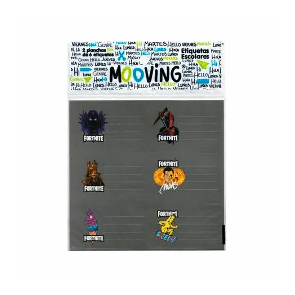 Rótulos 7.5x5 cm fornite bolsa x12 unidades Mooving