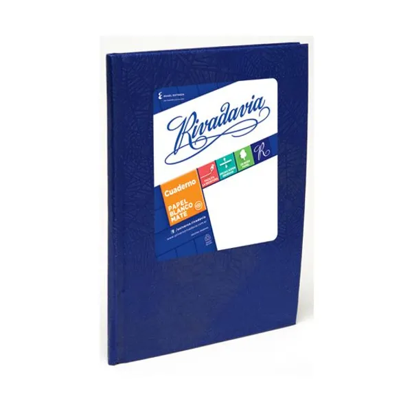 Cuaderno tapa dura Rivadavia forr. x50 hs.cuaderno azul