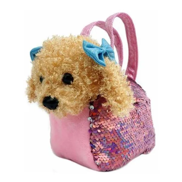 Cartera con perro de peluche 19 cm