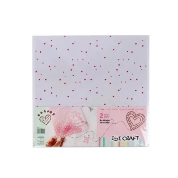 Acetato ibi craft impreso corazones 30 x30 cmx 2 unid.
