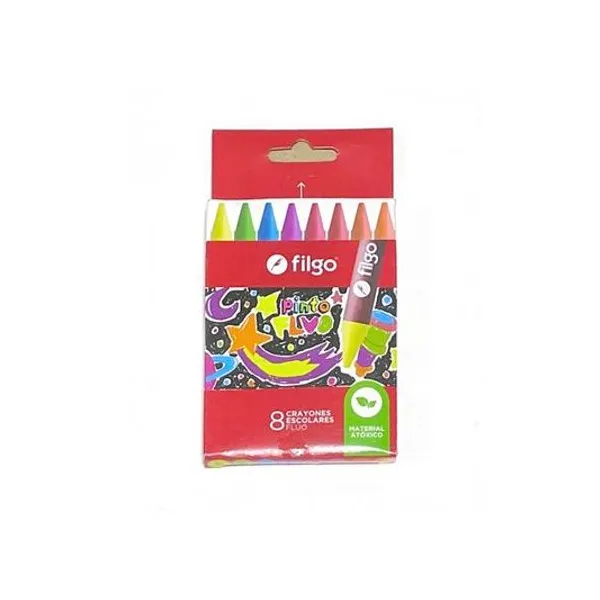 Crayón de cera fluo Pinto caja x8 unidades Filgo - wxc-e