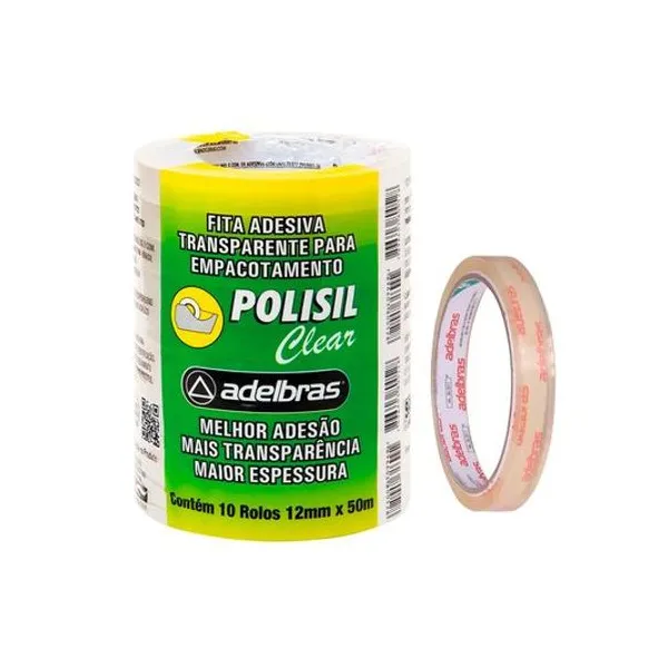 Cinta adhesiva transparente polisil 12mmx50 mts x unidad adelbras
