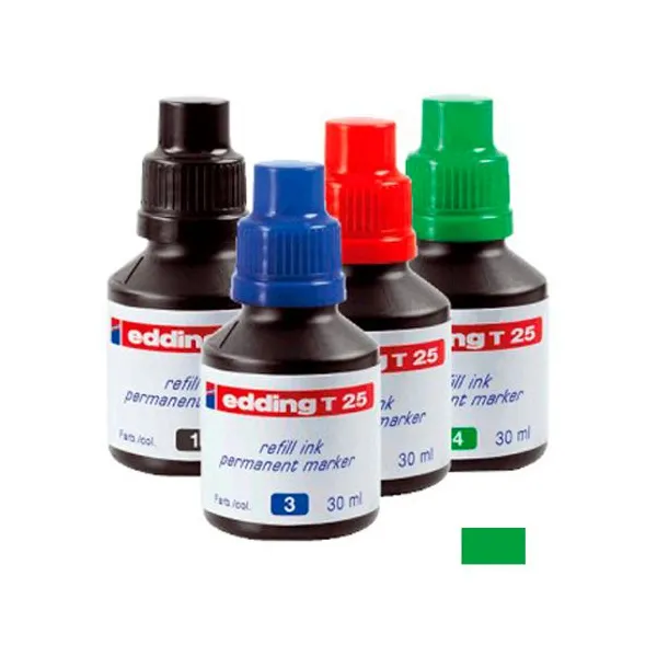 Tinta Edding t25n para marc.al solv. 20/30 ml verde