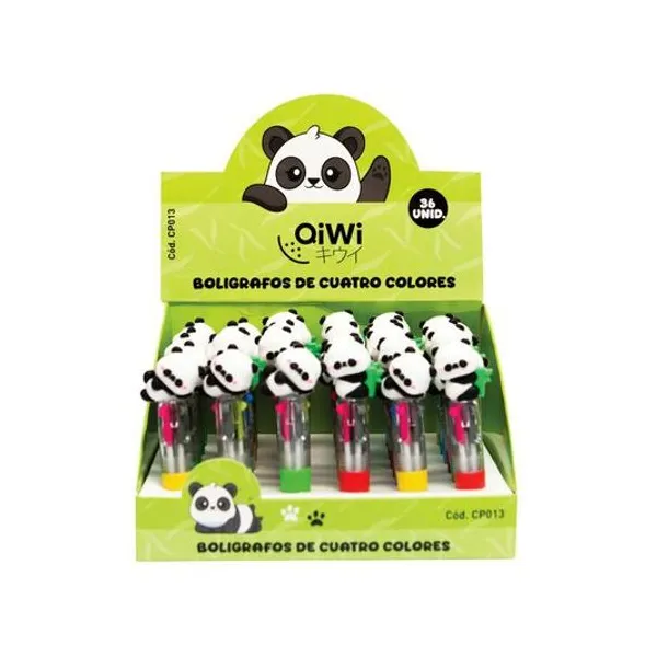 Bolígrafo 4 colores mini panda x unidad qiwi