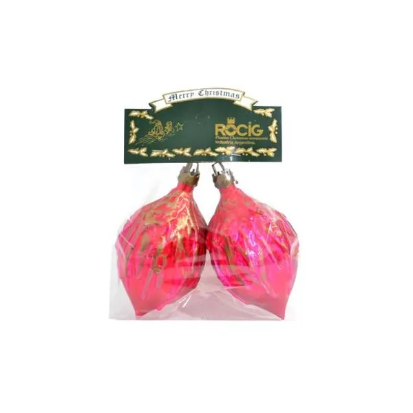 Adorno ovulo rojo satinado 9 cm en bolsa x2 unidades