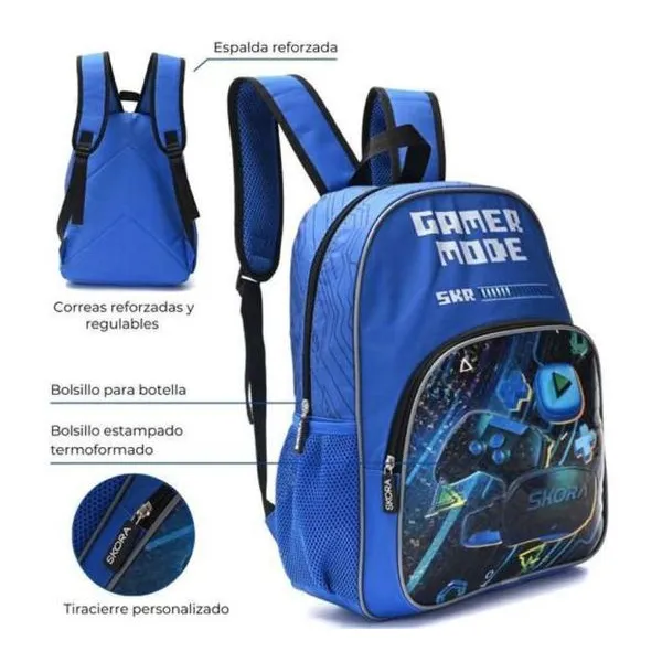 Mochila gamer mode 16 pulg con llavero 40x29x17 cm