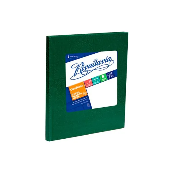 Cuaderno tapa dura Rivadavia forr. x50 hs.cuaderno verde