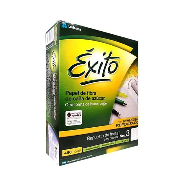 Repuesto esc.exito tamaño carta con margen ref.x 480 hs.cuaderno