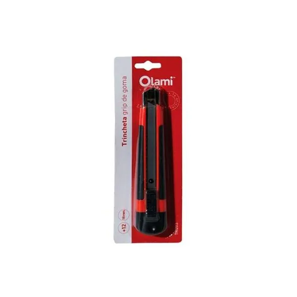 Trincheta con grip goma y guia 18 mm en blister olami