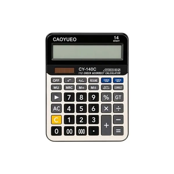 Calculadora 14 digitos 15.5x20 cm en caja caoyueo