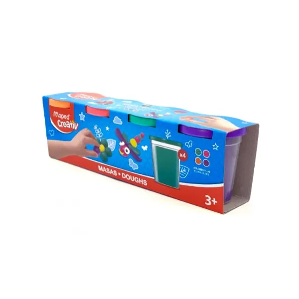 Masa Maped creativ x4 potes x120/140 grscol.fluo surtidos