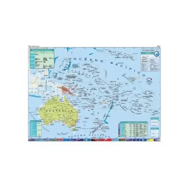 Mapa mural m.c. lam. con var. sin faz oceania p. 95x130 cm