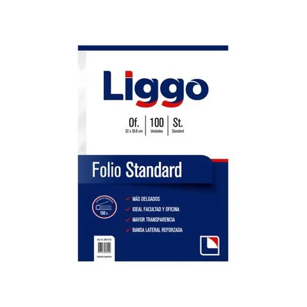 Folio oficio estandar 30 micrones x100 unidades liggo