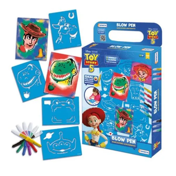 Set stencils con blow pen. incluye: 6 marcadores
