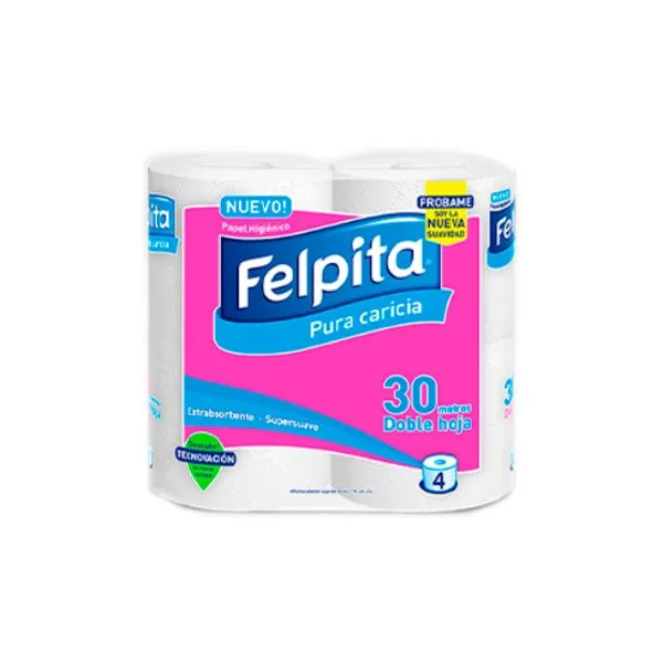 Papel higienico felpita hoja doble 4 x30 mts