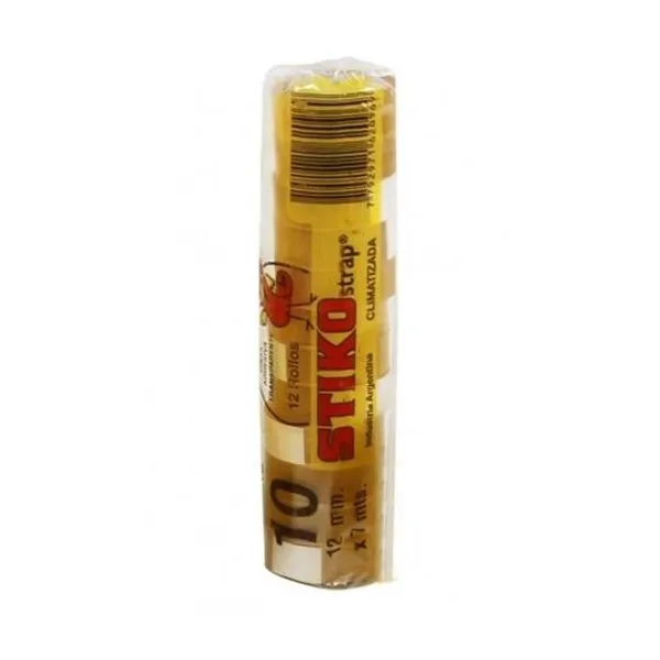 Cinta adhesiva strap 12mmx7 mts rollo x12 unidades stiko