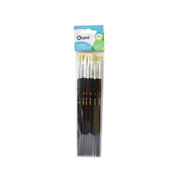 Pincel escolar n.° 4 chato cerda x12 unidades olami