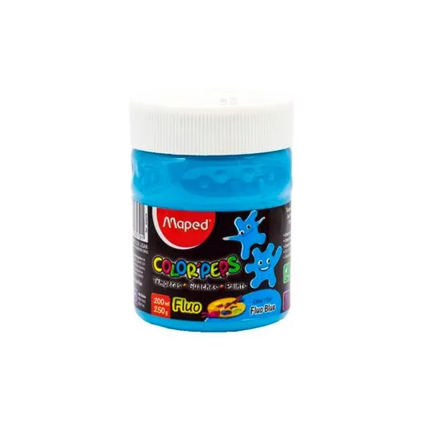 Témpera fluo azul 200 ml en pote Maped