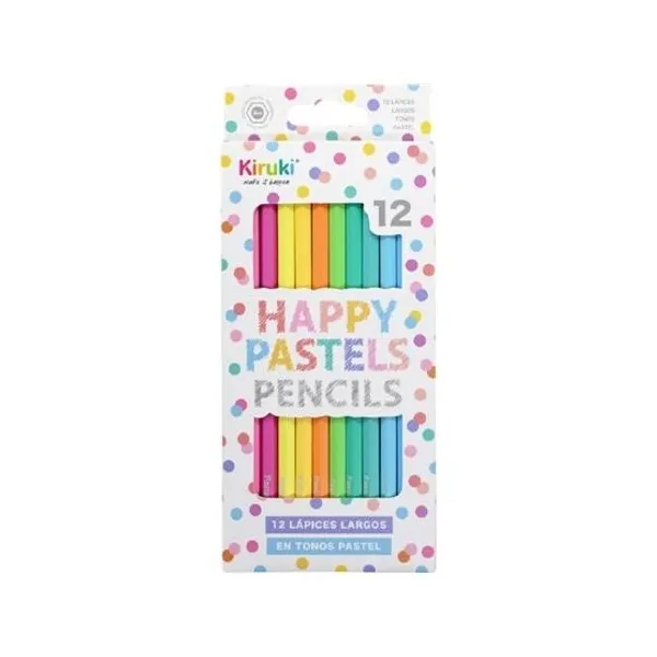 Lápices de colores kiruki pastel largos madera x12 colores