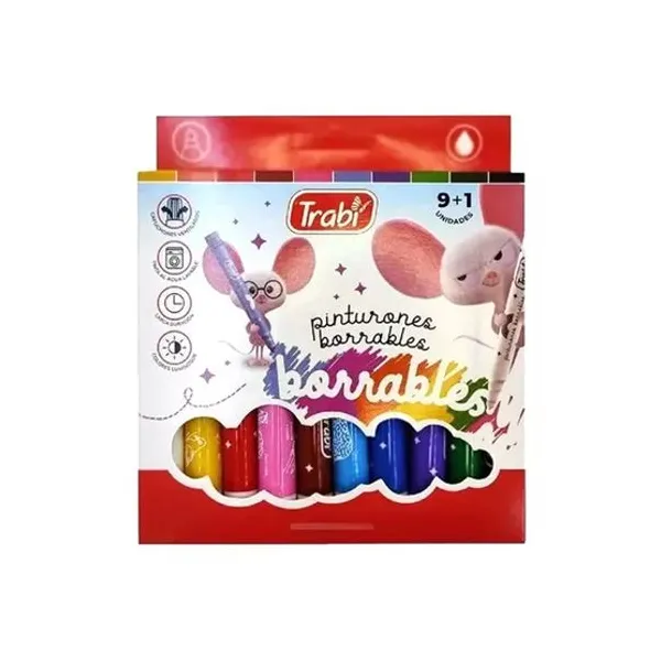 Marcadores trabi pinturon borrables x10 col.surtidos