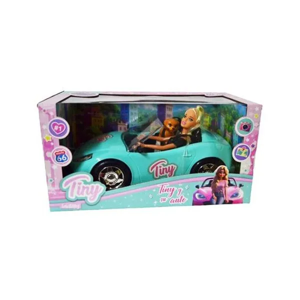 Muñeca Tiny y su auto en caja 39x21x20 cm x unidad colores surtidos