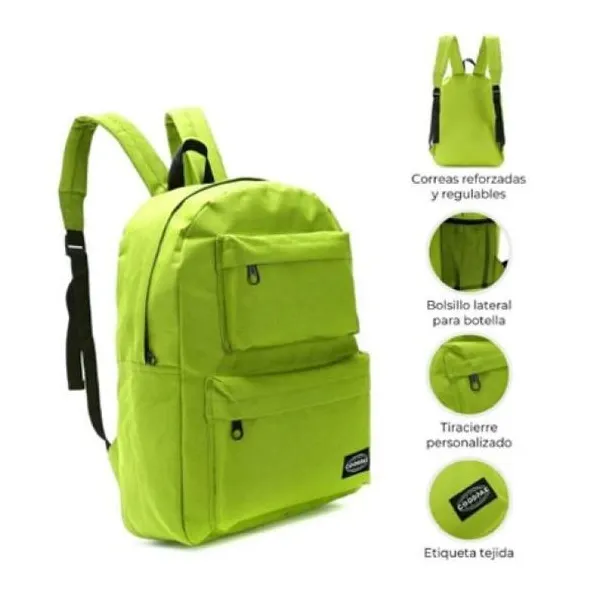 Mochila 2 bolsillos delanteros lima 43 x30 x17 cm 17
