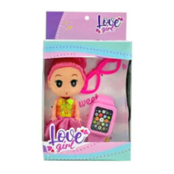 Mini muñeca con accesorios 14 x11 x4 cm