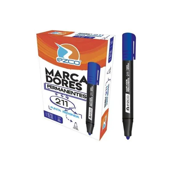 Marcador permanente 211 azul caja x12 Ezco