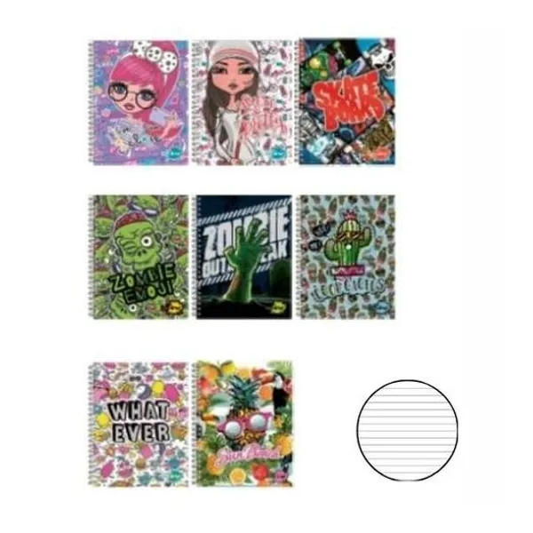 Cuaderno 22x29 cm rayado 100 hojas tapa dura con espiral mix a x1 modelos surtidos inkdrop