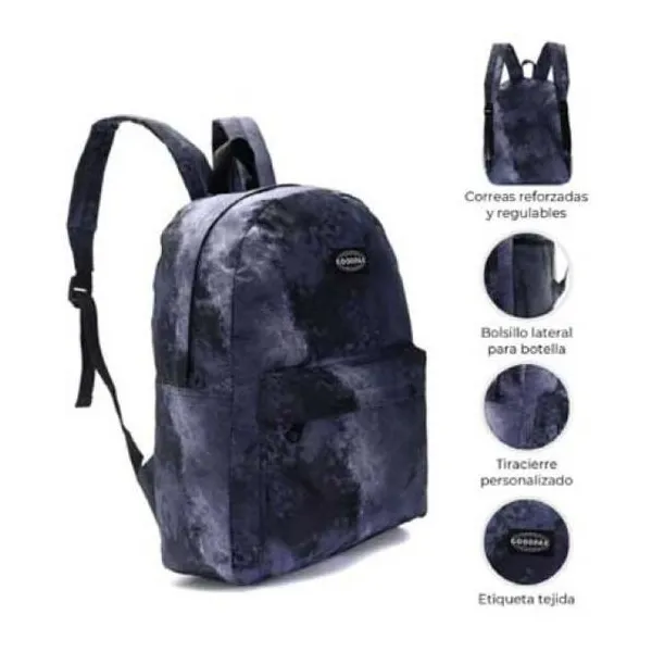 Mochila goodpak print negro jaspeado 43 x30 x17, 17