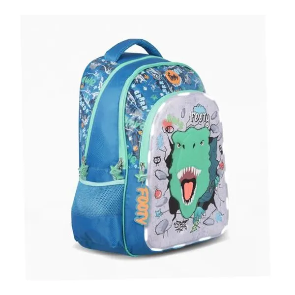 Mochila 18" espalda dino glow con luz led x unidad colores surtidos footy