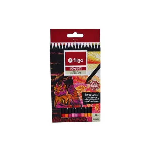 Lápiz de color largo supersoft sunset caja x15 Filgo - p