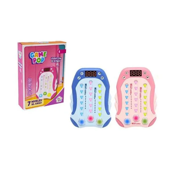 Juego de ritmo game pop con luz y sonido a pila en caja 9.5x14 cm