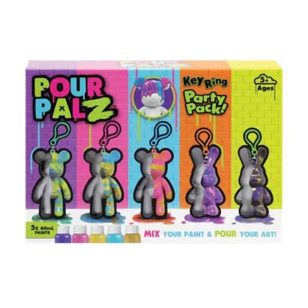 Pour palz - party pack mini osos & conejo 10 cm clip on para pintar - exhibidor x