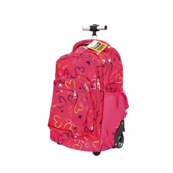 Mochila con carro 16,5" útil uno corazones rosa