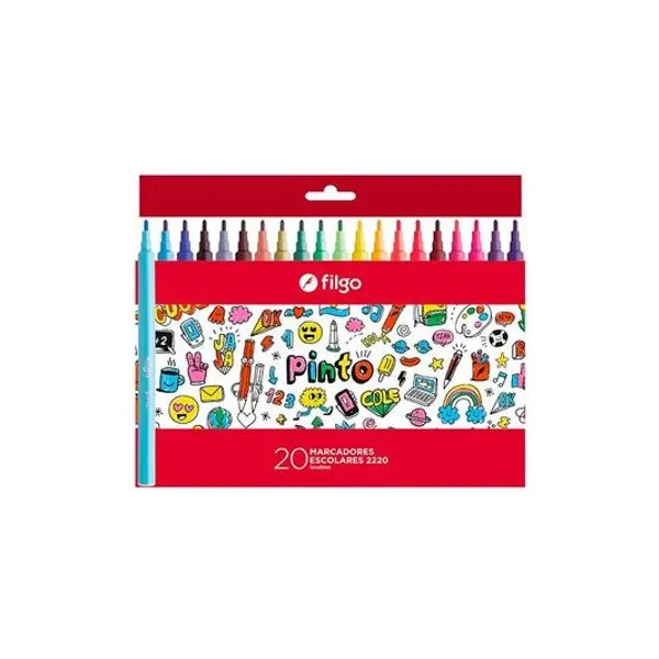 Marcador escolar punta fina Pinto 2220 caja x20 Filgo -