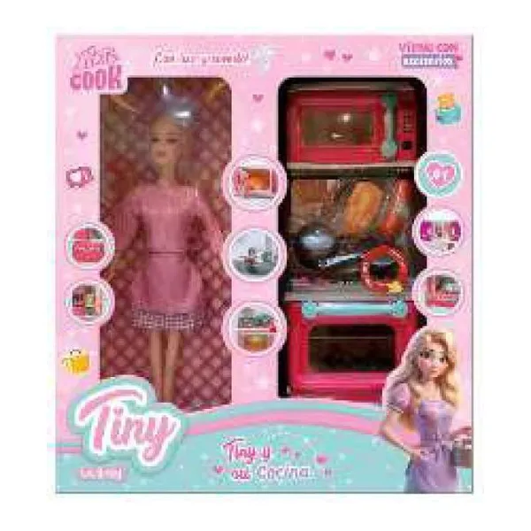 Muñeca Tiny y su cocina con luz y sonido 33 30 cm